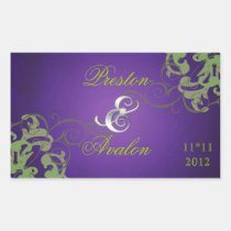 Noble Lime Scroll Save The Date Purple Sticker