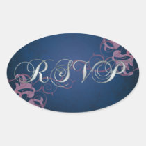 Noble PInk Scroll Blue Rsvp Sticker