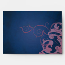 Noble Pink Scroll Blue Swirl Envelope
