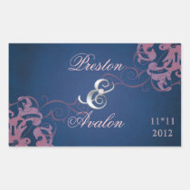 Noble Pink Scroll Save The Date Blue Sticker