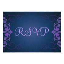 Noble Purple & Blue Scroll RSVP Card Announcements