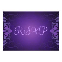Noble Purple & Liliac Scroll RSVP Card Custom Announcements
