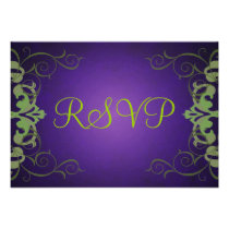 Noble Purple & Lime Scroll RSVP Card Invitation
