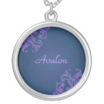 Noble Purple Scroll Blue Necklace