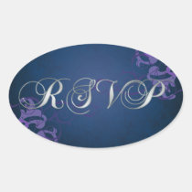 Noble Purple Scroll Blue Rsvp Sticker
