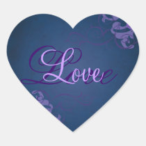 Noble Purple Scroll Heart Blue Love Sticker