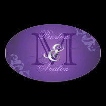 Noble Purple Scroll Monogram Purple  Sticker stickers