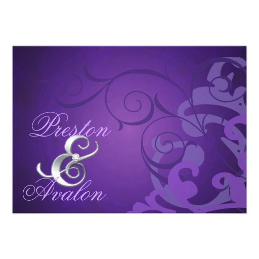 Noble Purple Scroll Purple Swirl Invitation