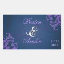 Noble Purple Scroll Save The Date Blue Sticker