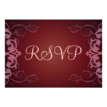 Noble Red & Pink Scroll RSVP Card Announcement