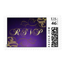 Noble  RSVP Gold Scroll Purple Postage