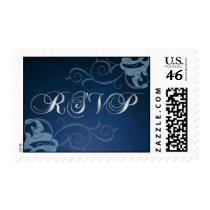 Noble Silver RSVP Blue Scroll Postage