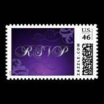 Noble Silver RSVP Purple Scroll Postage stamps