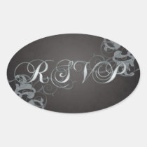 Noble Silver Scroll Black Rsvp Sticker