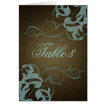 Noble Teal & Brown Scroll Table Card