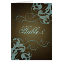 Noble Teal & Brown Scroll Table Card
