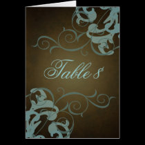 Noble Teal & Brown Scroll Table Card cards