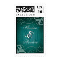 Noble Teal Monogram Teal Scroll Postage