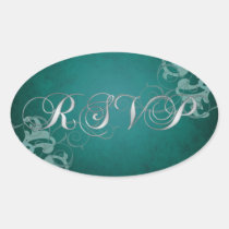 Noble Teal Scroll Teal Rsvp Sticker