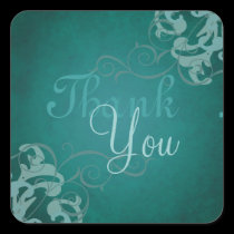 Noble Teal Scroll Teal Thank You Sticker stickers