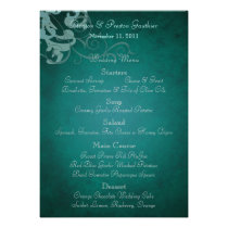 Noble Teal Scroll Teal Wedding Menu Invitation