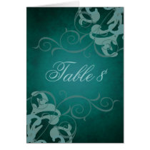Noble Teal & Teal Scroll Table Card