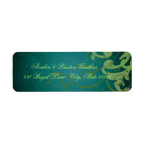 Noble Teal Texture Green Scroll Address Labels