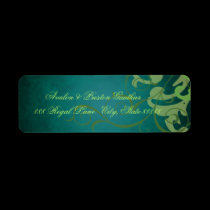 Noble Teal Texture Green Scroll Address Labels labels