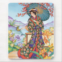 Noble Woman with Parasol Mousepad mousepads