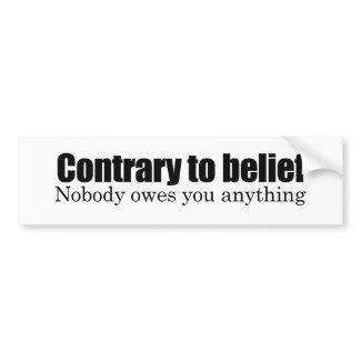Nobody owes you anything bumpersticker