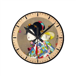 Nobukazu Yosai Favourites Of Beautiful Ladies Love Round Wallclock