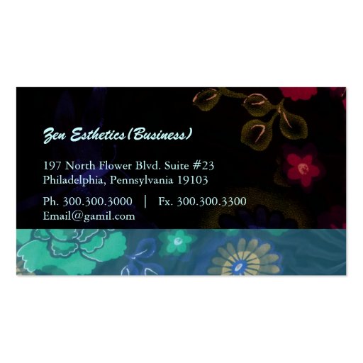 Nocturnal Flora: Custom Esthetician Business Card (back side)