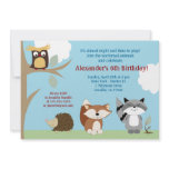 Nocturnal Forest Animals 5x7 Birthday Invitation