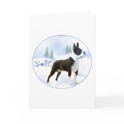 Noel Boston Terrier Christmas Card by GreyWolfCreation