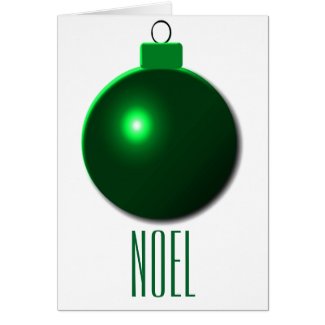 "Noel" Shiny Green Christmas Ball Ornament Greeting Card