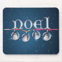NOEL SNOWMAN GLOBES by SHARON SHARPE Mouse Pad