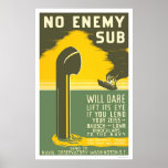 NoEnemy Sub WWII 1942 WPA posters