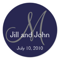 nogram Wedding Bride Groom Date Navy Sticker