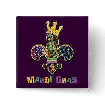NOLA Dat Fleur de beads Pinback Buttons
