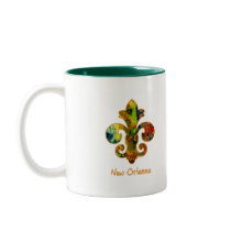 Nola Pintado Fleur de Lis (2) tazas by ARTegrity Nola Pintado Fleur de Lis (2) tazas