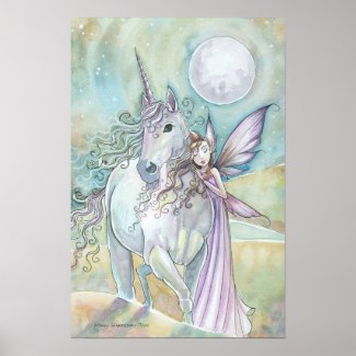 Nomads of the Mystic Dunes Fairy Unicorn Poster