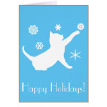 Non-Denominational Holiday Cat with Snowflakes Card