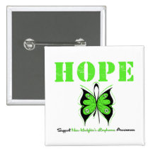 Non-Hodgkin's Hope Butterfly Button