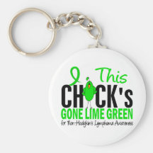 NON-HODGKINS LYMPHOMA Chick Gone Lime Green Key Chain