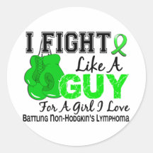 Non-Hodgkins Lymphoma Fight Like A Guy 15 Round Stickers