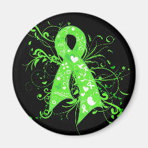 Non-Hodgkins Lymphoma Floral Swirls Ribbon Refrigerator Magnets