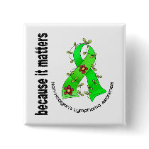 Non-Hodgkin's Lymphoma Flower Ribbon 3 buttons