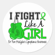 Non-Hodgkins Lymphoma I Fight Like A Girl 15.5 Round Stickers