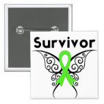 Non-Hodgkins Lymphoma Survivor Tribal Butterfly Pinback Buttons