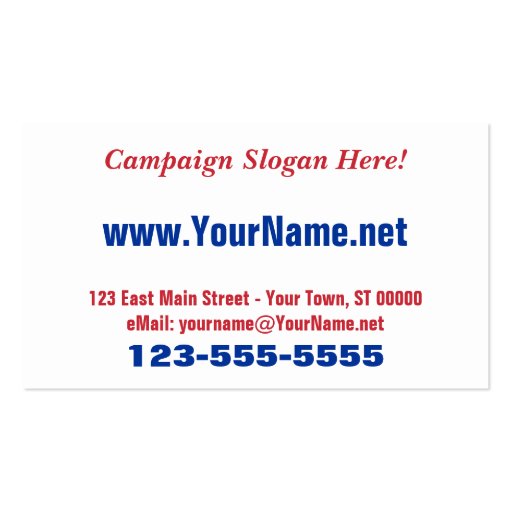 Non-Partisan Political Election Campaign Business Card Template (back side)